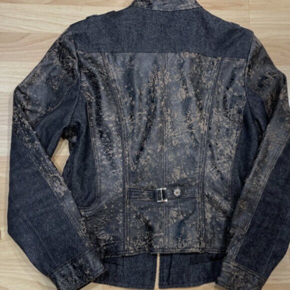 H-D Black Leather Denim Jacket Sexy Moto Biker Riding Women's Medium Harley - Picture 16 of 16